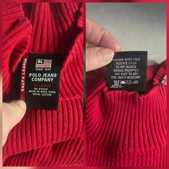 VTG Polo Jeans Ribbed Mockneck Preppy Blokecore Top Shirt Sweater Sz. XL - Picture 6 of 6
